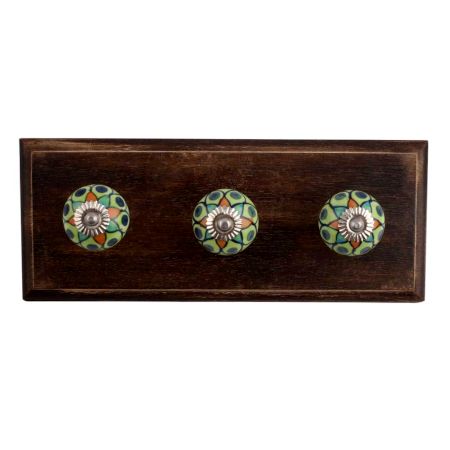 Rangoli Work Ceramic Wooden Hooks